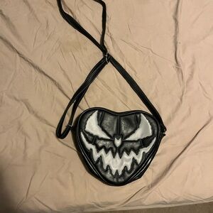 Black and White Heart-Shaped Crossbody Bag